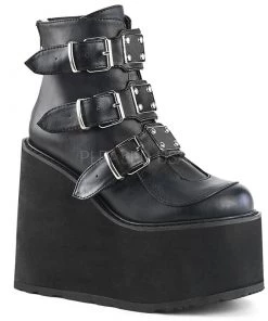 PLEASER USA Disco Heart Ankle Stompers - Flat Black