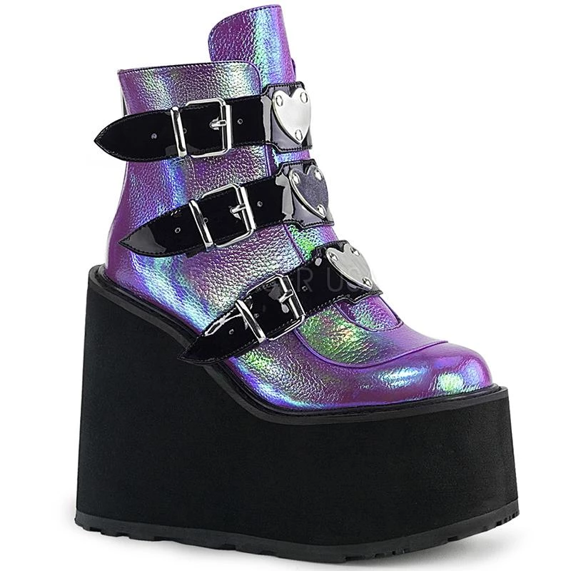 PLEASER USA Disco Heart Ankle Stompers - Holographic Purple Gay Pride 3 PLEASER USA Disco Heart Ankle Stompers - Holographic Purple Gay Pride