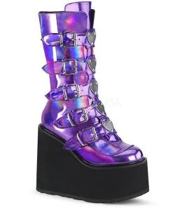 PLEASER USA Disco Heart Platform - Holographic Purple
