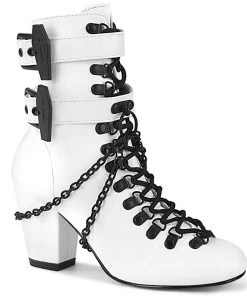 PLEASER USA Victorian Corsets Tombstone Boots - White