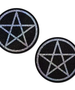 Pastease Festival Glittery Black Pentagram Pasties