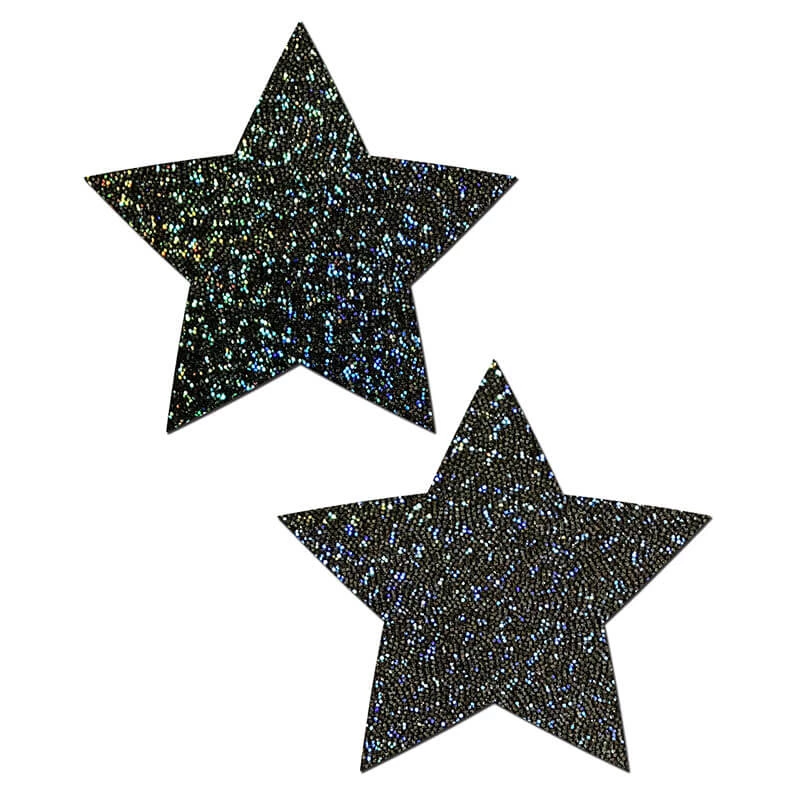 Pastease Glittery Star Nipple Pasties - Black 3 Pastease Glittery Star Nipple Pasties - Black