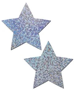 Pastease Glittery Star Nipple Pasties - Silver