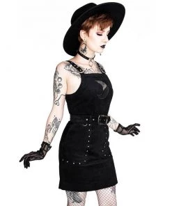 RESTYLE Crescent Corduroy Suspender Dress Clothing