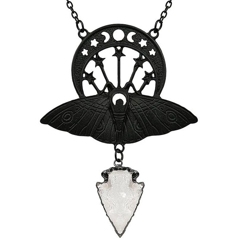 RESTYLE Accessories Moth Crystal Moon Necklace - Black 3 RESTYLE Accessories Moth Crystal Moon Necklace - Black