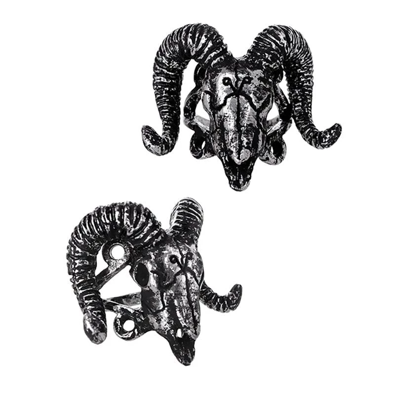 RESTYLE Baphomet Skull Ring - Silver Accessories 3 RESTYLE Baphomet Skull Ring - Silver Accessories