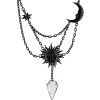 RESTYLE Sun & Moon Crystal Arrowhead Necklace - Black