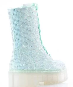Sparkl Mint Rhinestone Combat Boots Gay Pride