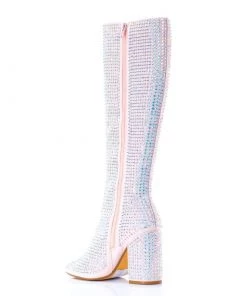 Sparkl Pink Rhinestone Knee-High Boots