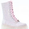 Sparkl Pink Rhinestone Combat Boots Shoes