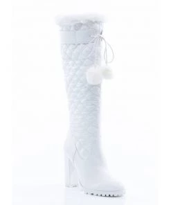 Sparkl White Puffer Knee-High Boots