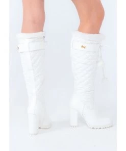 Sparkl White Puffer Knee-High Boots