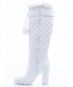 Sparkl White Puffer Knee-High Boots