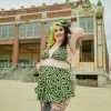 SOURPUSS CLOTHING Green Batty Leopard Swim Skirt 2 SOURPUSS CLOTHING Green Batty Leopard Swim Skirt