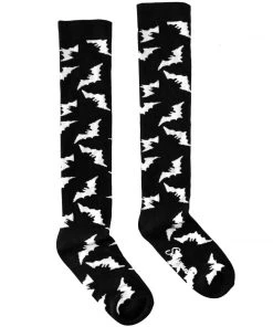 SOURPUSS CLOTHING Goth Luna Bats Knee Socks