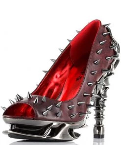 HADES Size 10 - Talon Spiked Spinal Heel - Burgundy Victorian Corsets