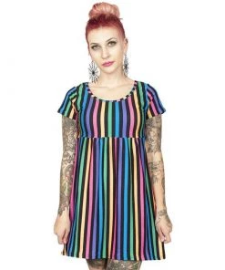 Sample Size L - Rainbow Stripe Babydoll Dress