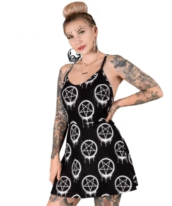 TOO FAST Drippy Pentagram Skater Dress Clothing