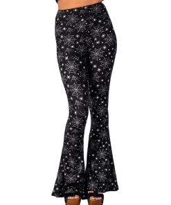 TOO FAST Spider Web Flared Bell Bottoms - Black/White Goth