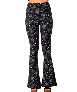 TOO FAST Spider Web Flared Bell Bottoms - Black/White Goth