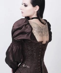 Corset Deal Victorian Skull Puff Sleeve Overbust Corset Top Corsets