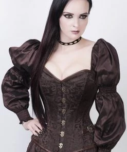 Corset Deal Victorian Skull Puff Sleeve Overbust Corset Top Corsets