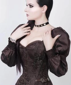 Corset Deal Victorian Skull Puff Sleeve Overbust Corset Top Corsets