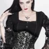Corset Deal Corsets Brocade And Skulls Underbust Corset - Silver And Black