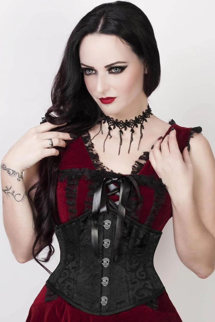 Corset Deal Corsets Brocade And Skulls Underbust Corset - Black 3 Corset Deal Corsets Brocade And Skulls Underbust Corset - Black