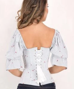 Corset Deal Cherried Searsucker Overbust Corset Top Victorian Corsets