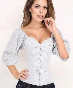 Corset Deal Cherried Searsucker Overbust Corset Top Victorian Corsets