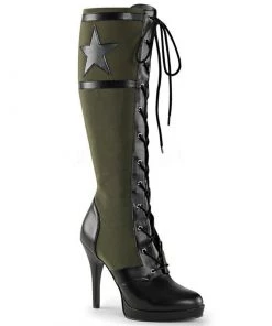 PLEASER USA Bettie Battalion Boots - Green