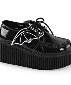 PLEASER USA Batty Glittered Creepers - Black