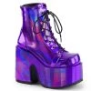 PLEASER USA Holo Platform Stompers - Holographic Purple