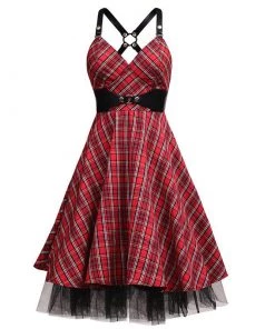 Violet Vixen Crossed Rockabilly Dress Clothing