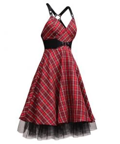Violet Vixen Crossed Rockabilly Dress Clothing