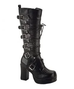 PLEASER USA Gothic Stomper Buckled Boots Shoes