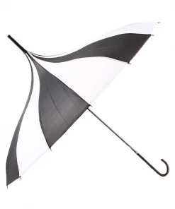 Night Bloom Morticia's Pagoda Umbrella - Black/White Accessories