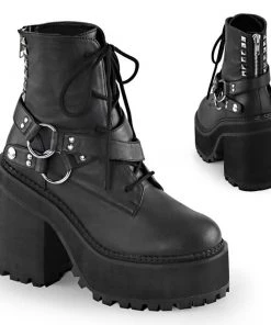 PLEASER USA Kiss Of Gloom Black Ankle Boots