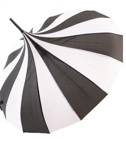 Night Bloom Morticia's Pagoda Umbrella - Black/White Accessories
