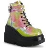 PLEASER USA Gay Pride Double Buckle Stompers - Yellow Iridescent