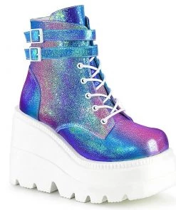 PLEASER USA Double Buckle Stompers - Blue/Purple Iridescent