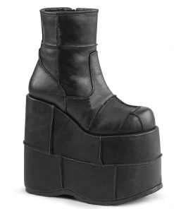 PLEASER USA Double Stacked Black Leather Platform Stompers
