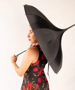 Night Bloom Morticia's Pagoda Umbrella - Black