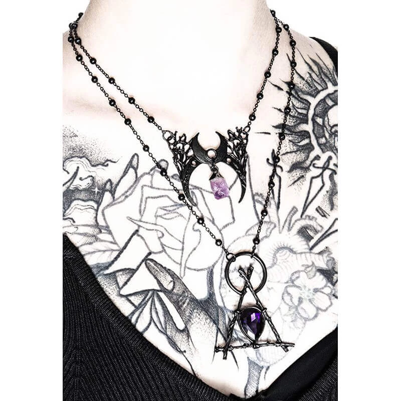 RESTYLE Branched Crescent Crystal Necklace - Black 4 RESTYLE Branched Crescent Crystal Necklace - Black